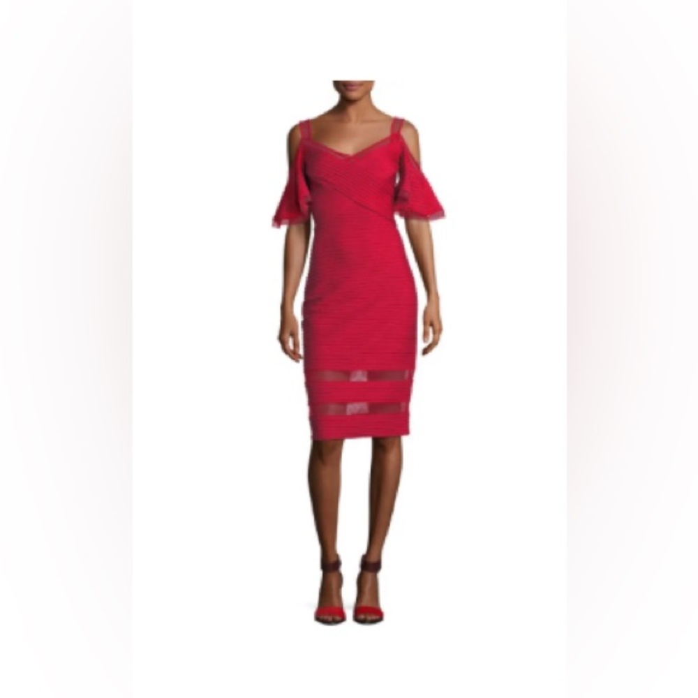 Tadashi Shoji Womens Cold Shoulder Above Knee Bodycon Dress Size M